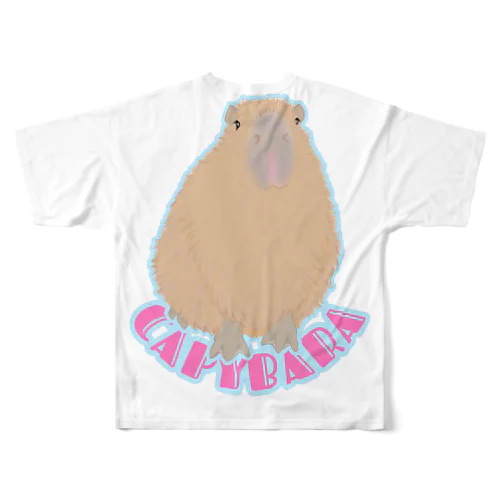 Capybara （カピバラ）英字デザイン バックプリント フルグラフィックTシャツ