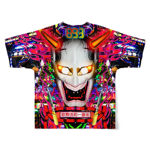 卍卍極neon道卍卍 All-Over Print T-Shirt