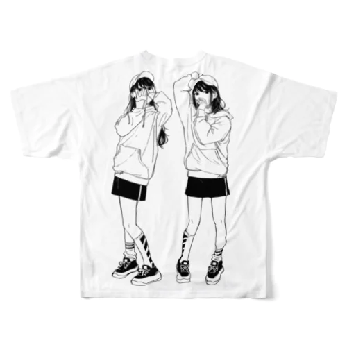 双子 フルグラフィックTシャツ