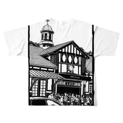 ありがとう原宿駅（切り絵風・枠付） All-Over Print T-Shirt