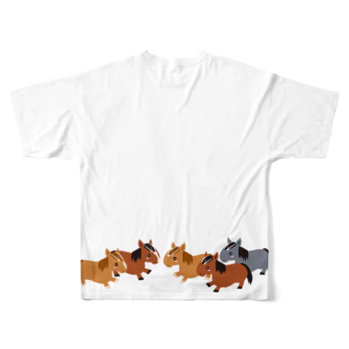 5HORSES☆馬の群れ（5頭） フルグラフィックTシャツ