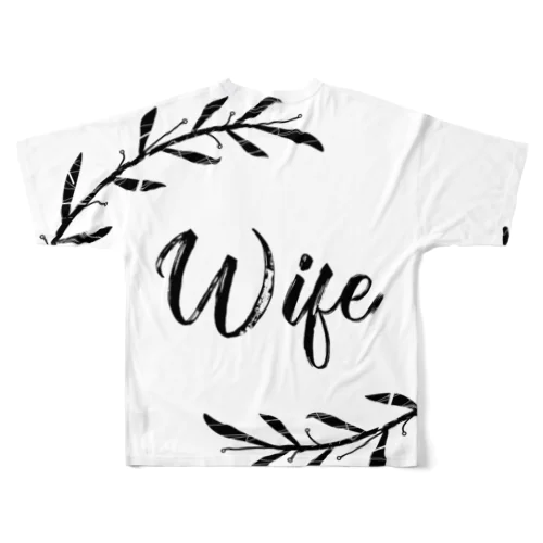 ペア(Wife)リーフ_黒 フルグラフィックTシャツ