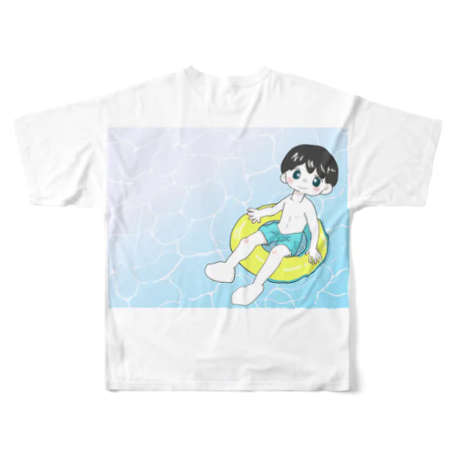 プールに浸かって楽しいね All-Over Print T-Shirt