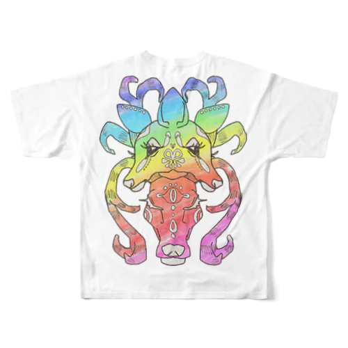 (ウラ)レインボーしかさん🦌🌈 フルグラフィックTシャツ