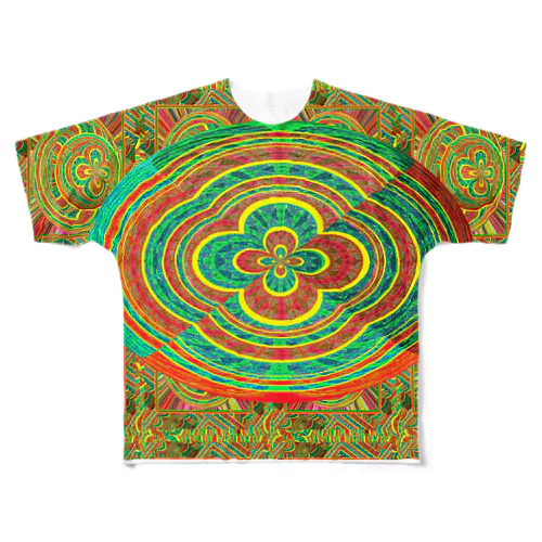 🌟曼荼羅🍀クローバー🌟 フルグラフィックTシャツ