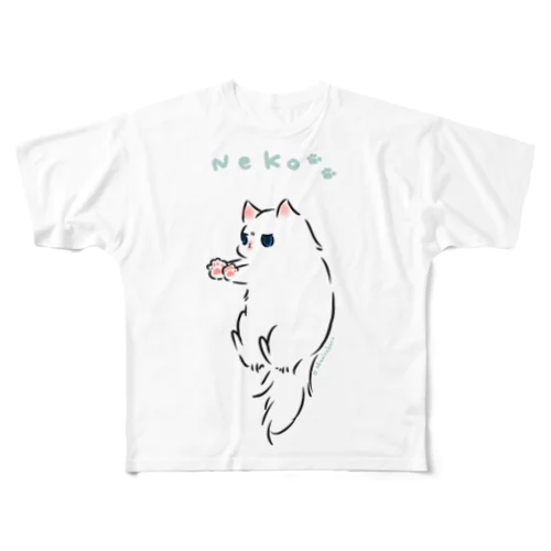 全力で拒否する猫 All-Over Print T-Shirt