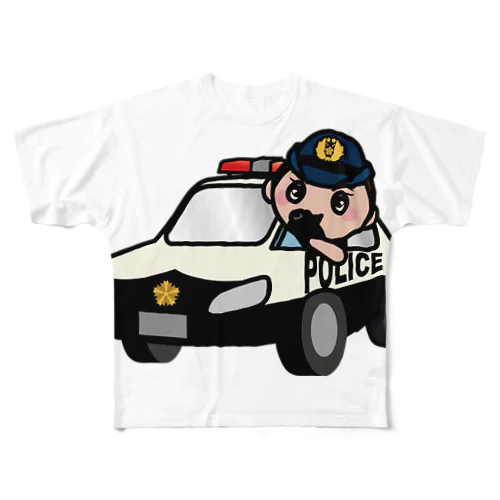 窓から顔出す婦警さん All-Over Print T-Shirt