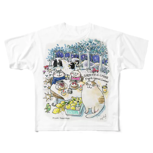CatChips森のカフェ フルグラフィックTシャツ