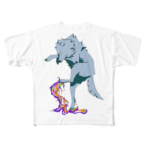 変な動きしちゃったオオカミ フルグラフィックTシャツ