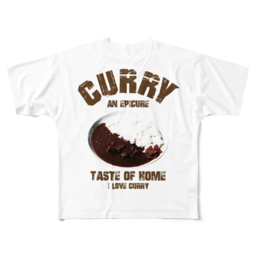 I LOVE 家庭の味 カレー ヴィンテージstyle All-Over Print T-Shirt