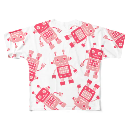 ロボット柄（ピンク） All-Over Print T-Shirt