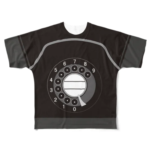 黒電話 フルグラフィックTシャツ