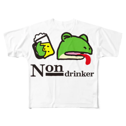 non-drinker　カエルゲコ下戸　舌あり All-Over Print T-Shirt