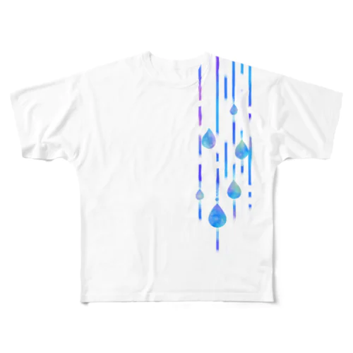 雨の日のお散歩 フルグラフィックTシャツ