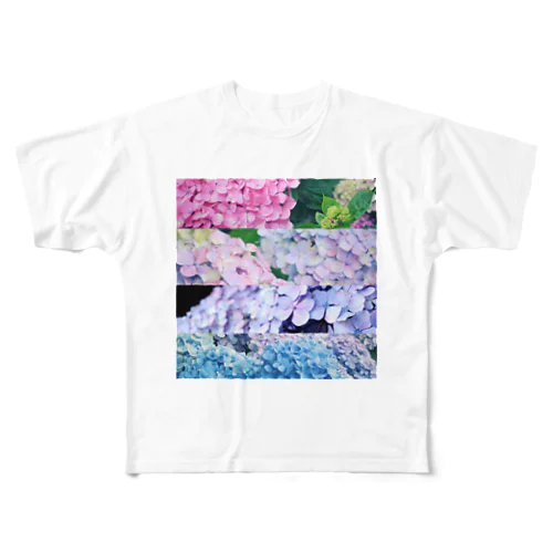 紫陽花の フルグラフィックTシャツ