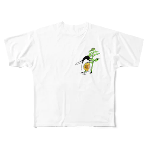 ペンギンとヒマワリ All-Over Print T-Shirt