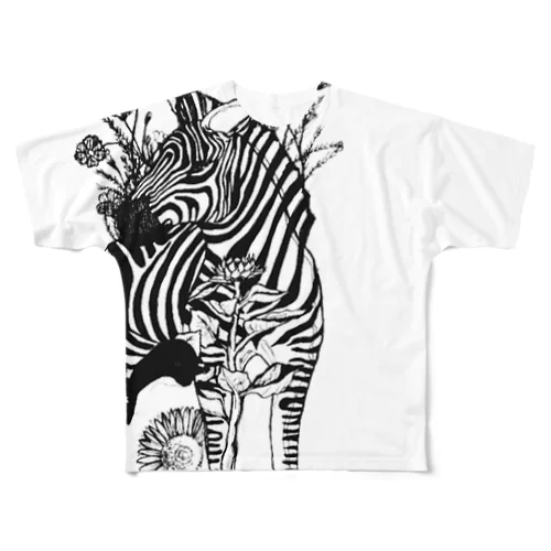 シマウマとペンギン All-Over Print T-Shirt