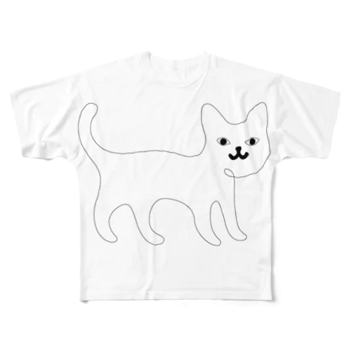 ヒモネコ フルグラフィックTシャツ