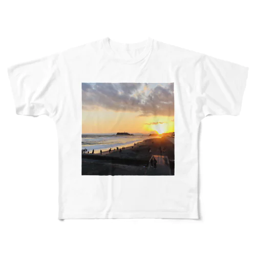 江ノ島のサンセット All-Over Print T-Shirt