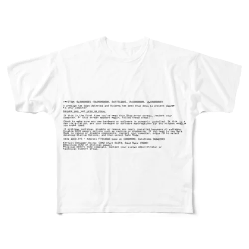 BSOD(Blue Screen of Death) フルグラフィックTシャツ