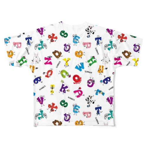 アルファベットの仲間たち　カラフル All-Over Print T-Shirt