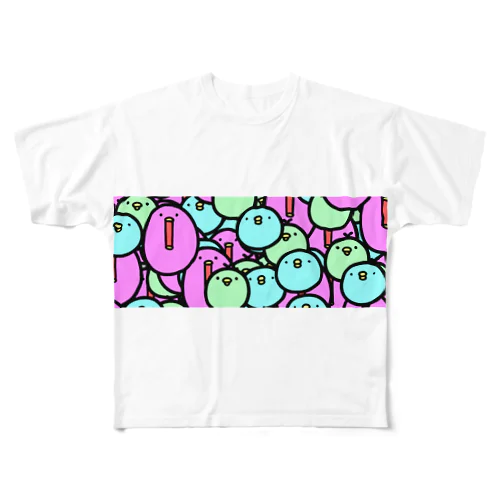 鳥尽くし All-Over Print T-Shirt