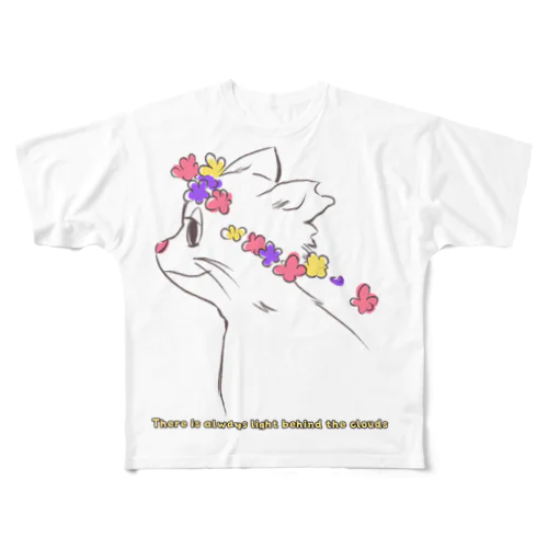 花冠と猫 All-Over Print T-Shirt