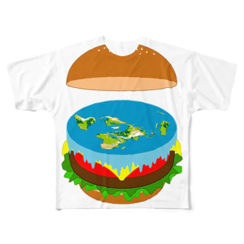 地球平面バーガー説[v2.8k] フルグラフィックTシャツ