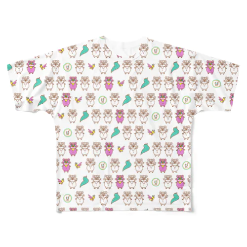 「びわ湖woクリーンniあらいぐま」フルグラフィックTシャツ All-Over Print T-Shirt