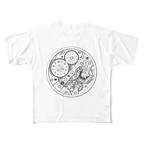 時計仕掛けの(白黒) All-Over Print T-Shirt