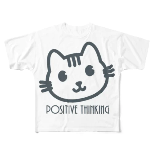 ポジティブ猫 ４代目 フルグラフィックTシャツ