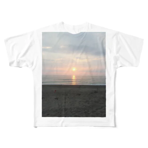 別段感動もしない地元の海の夕日 All-Over Print T-Shirt