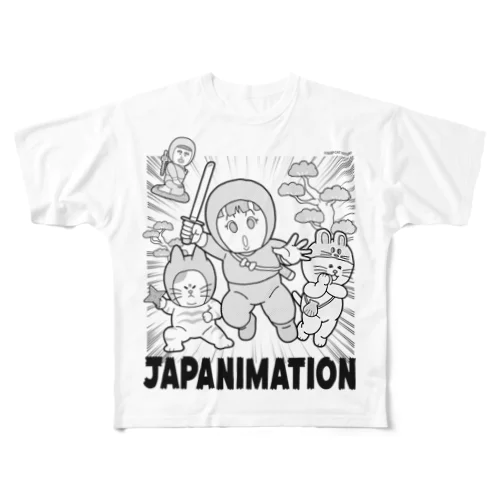 【完全修正版】じゃぱにめーしょんTシャツ（にんじゃガール漫画調） フルグラフィックTシャツ