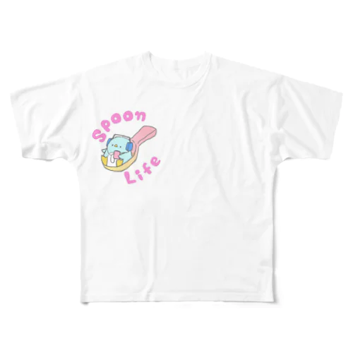 さじぺん文字カーブ フルグラフィックTシャツ