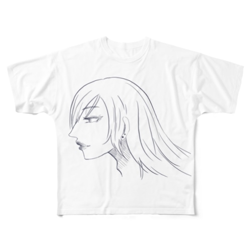 横顔の女性 All-Over Print T-Shirt