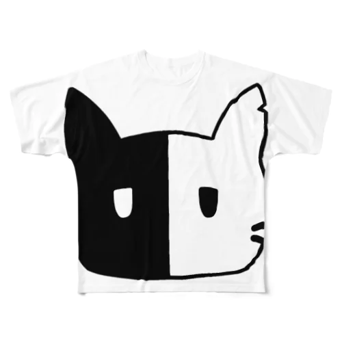 白黒ねこ(通常) フルグラフィックTシャツ