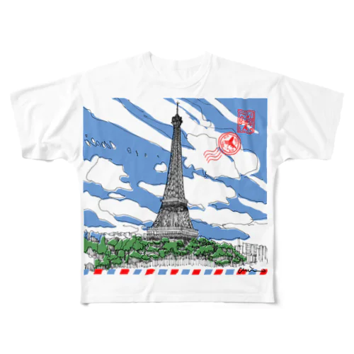 エッフェル塔の見える風景 All-Over Print T-Shirt