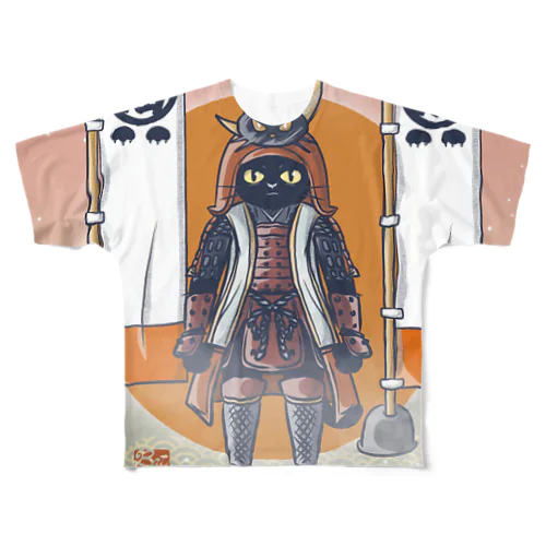 黒猫戦国武将 All-Over Print T-Shirt