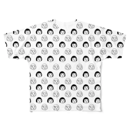 憎めないブス総柄 All-Over Print T-Shirt