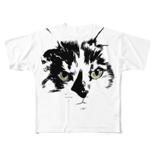 猫 フルグラフィックTシャツ