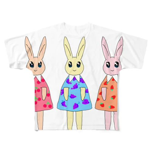 おしゃれなウサギ達 All-Over Print T-Shirt