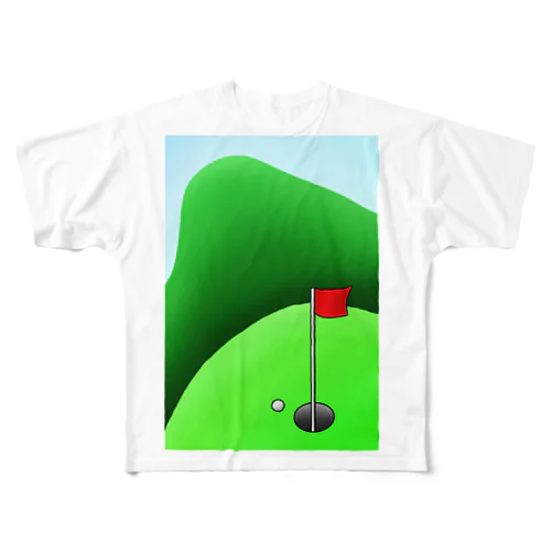 長くのびるゴルフ場 All-Over Print T-Shirt