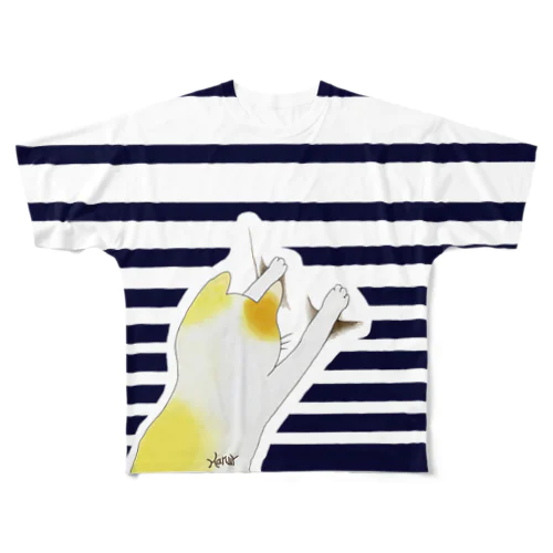 まいにち猫柄　背面白 All-Over Print T-Shirt