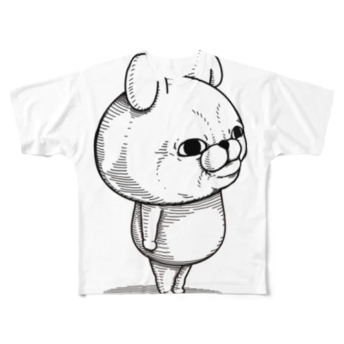 うさぎ&くま１００％リアルTシャツ 풀그래픽 티셔츠