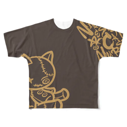 新発売！猫のぬいぐるみフルグラフィックTシャツが登場🐱【チャコール】 All-Over Print T-Shirt