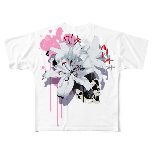 Lily Skull [Pink] All-Over Print T-Shirt