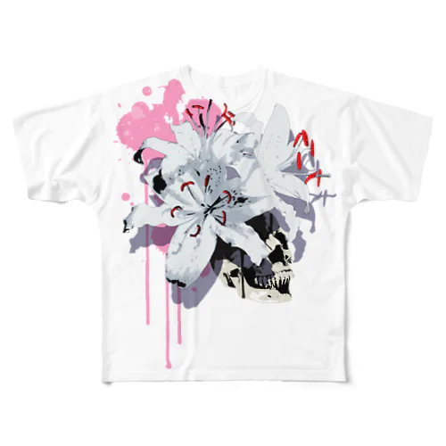 Lily Skull [Pink] フルグラフィックTシャツ