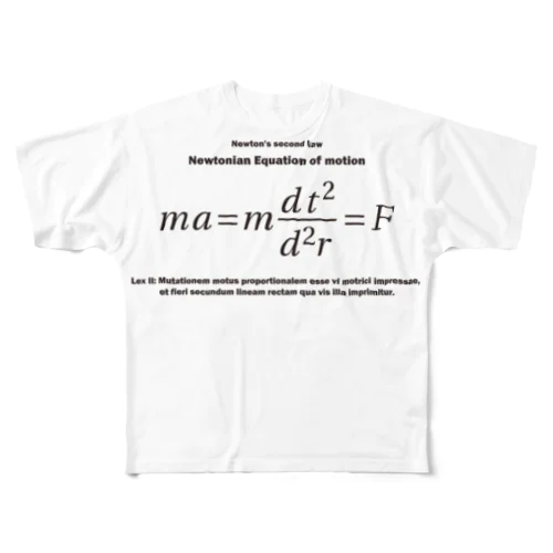 ニュートンの運動方程式：数式：学問：科学：物理学：力学 All-Over Print T-Shirt