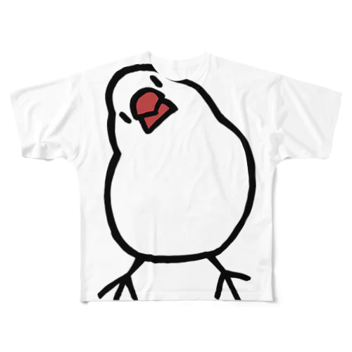 かしげる文鳥 フルグラフィックTシャツ