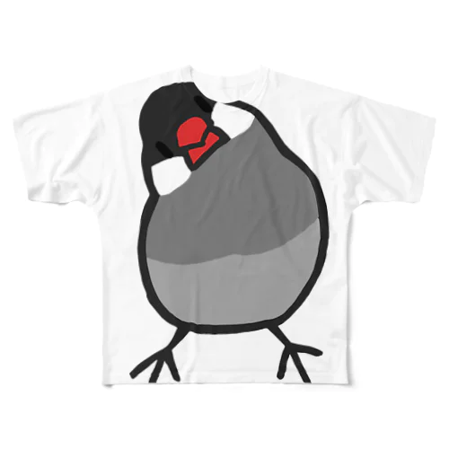 かしげる文鳥　桜文鳥 All-Over Print T-Shirt